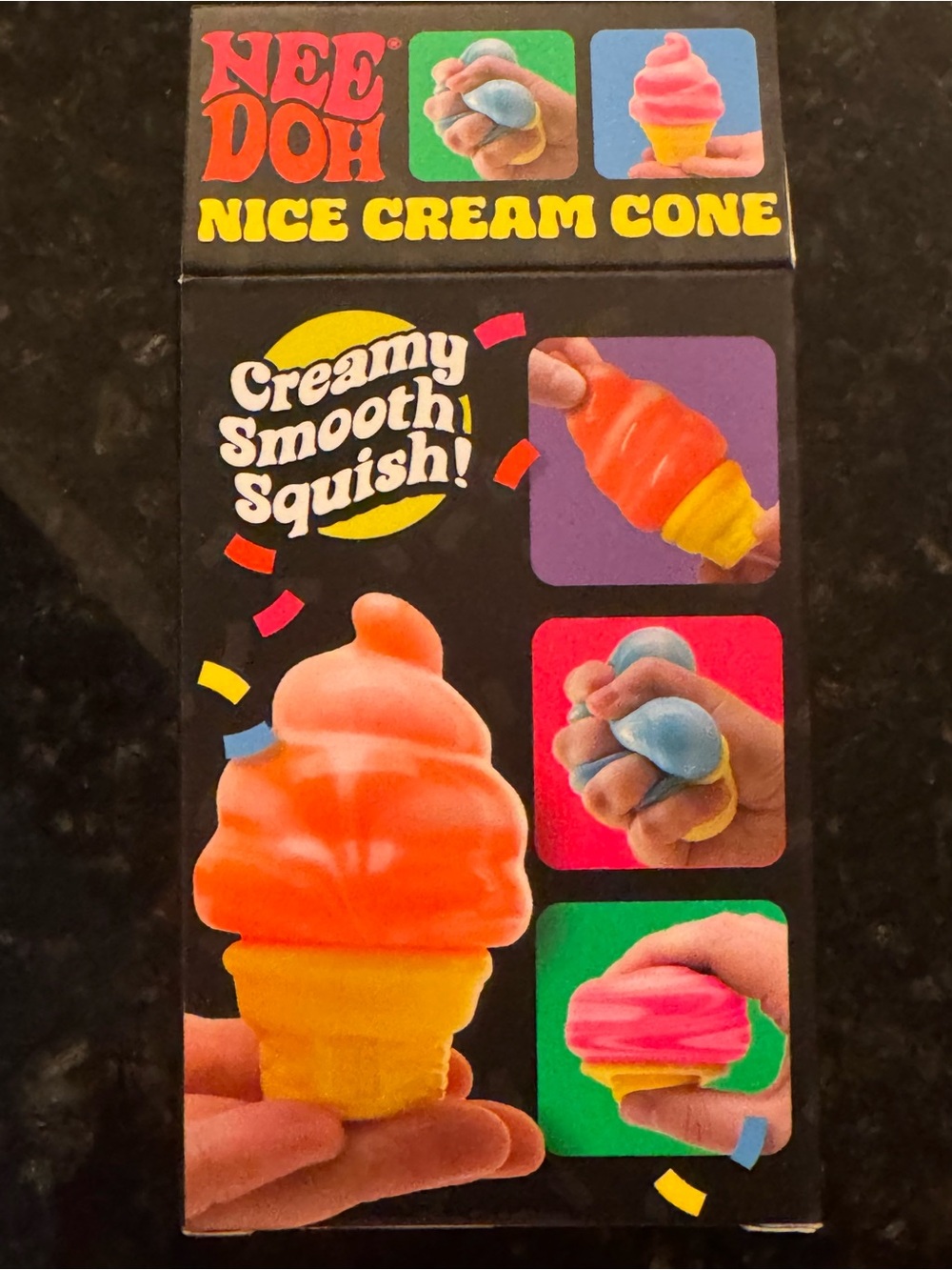 NeeDoh Nice Cream Cone Squishy Toy - Blue & White Swirl - Picture 5 of 7